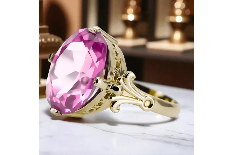 Anneau Améthyste Or jaune 14 carats Artisanat vintage vrc369y